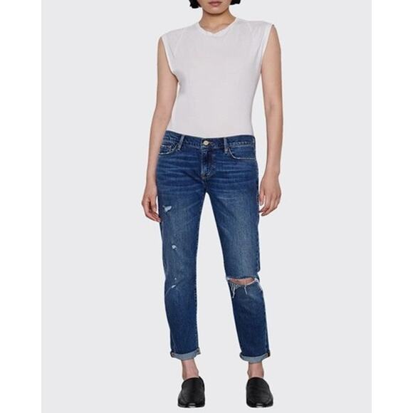 Frame Womens size 31 Le Garcon Straight Leg Jeans In Eaton Distressed - Picture 1 of 12